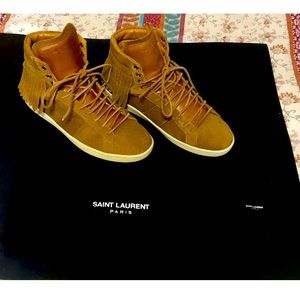 Saint Laurent Camel Suede Fringes SL/10h High Top Court Classic Size 41/8